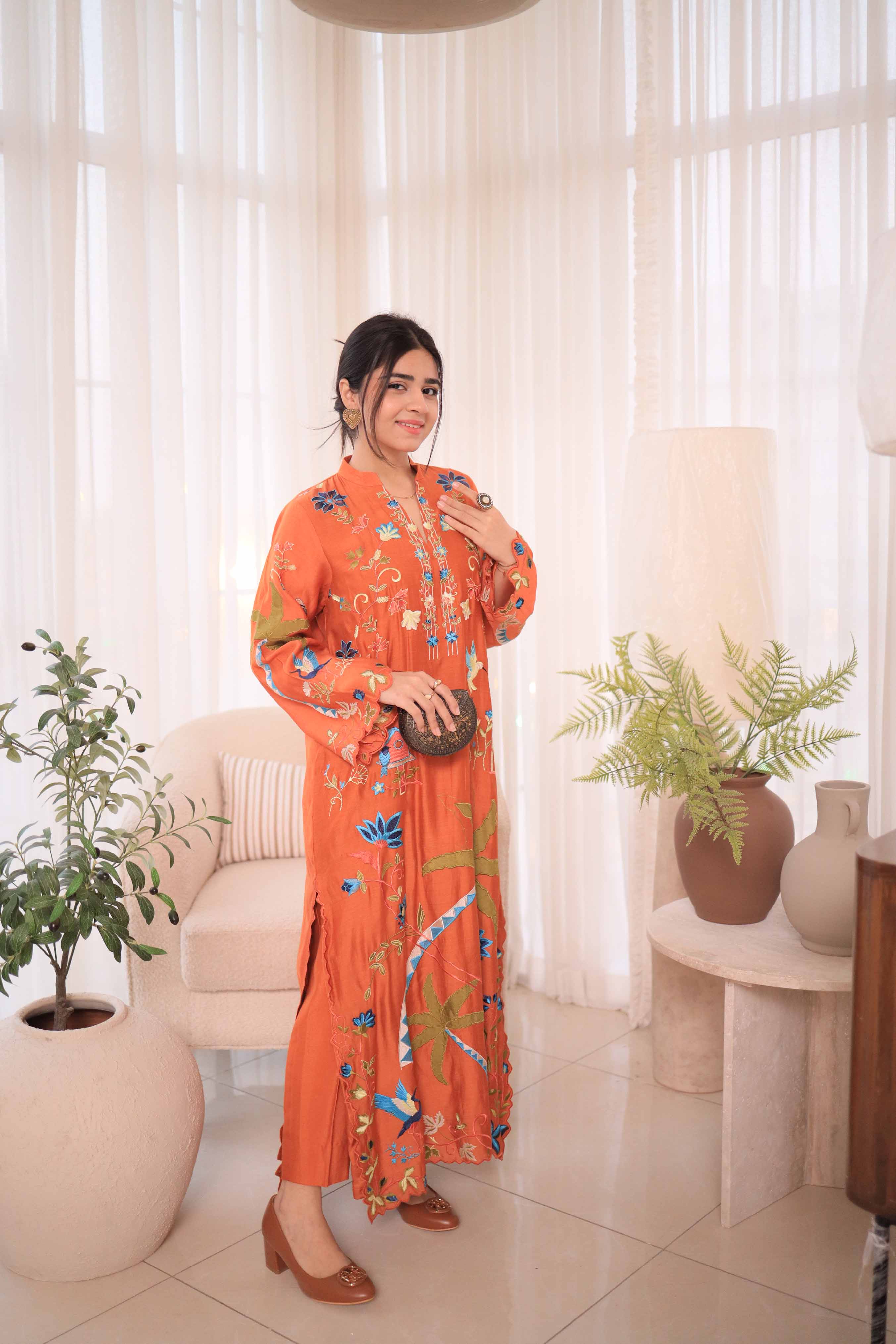 Tangerine Floral Set