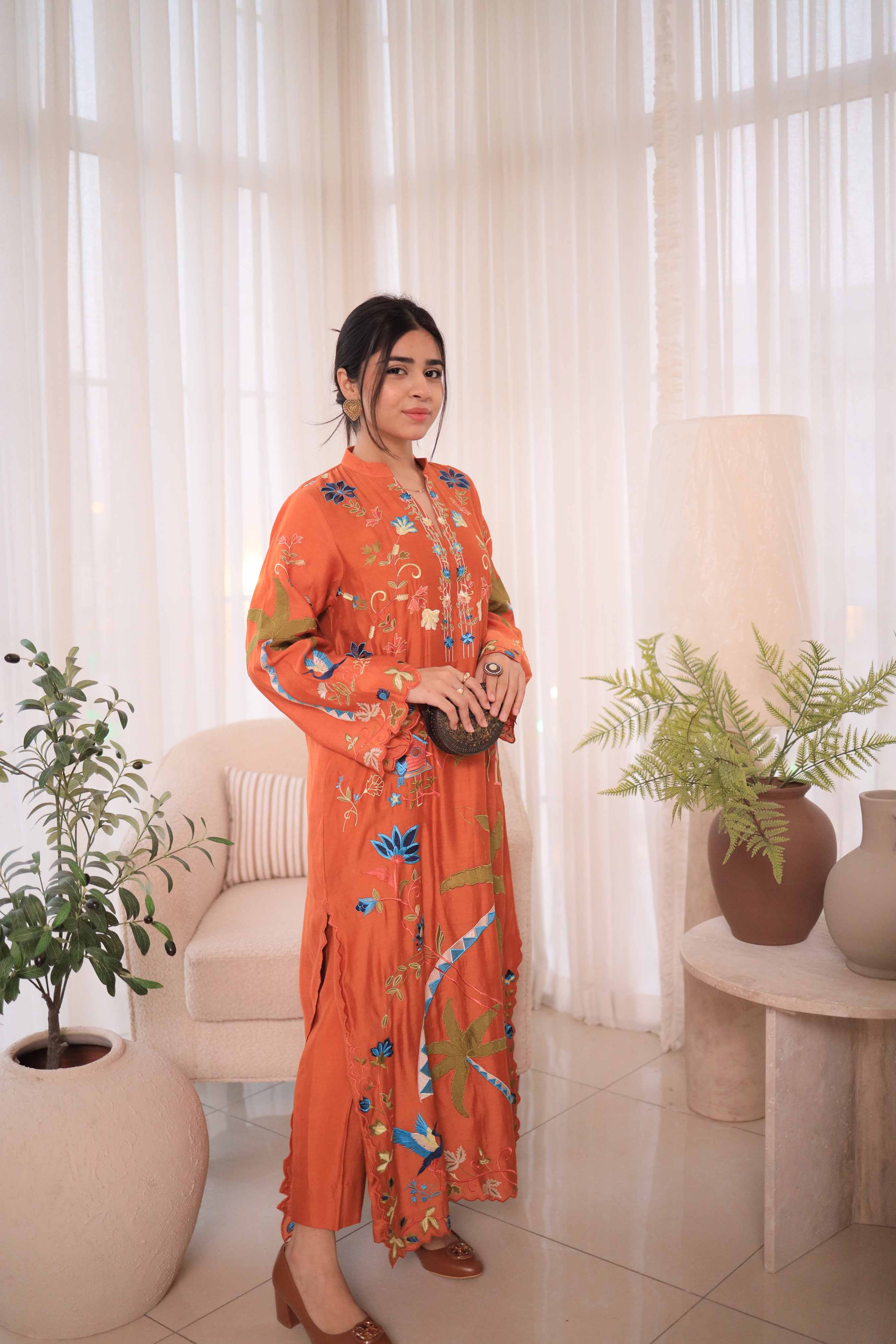 Tangerine Floral Set