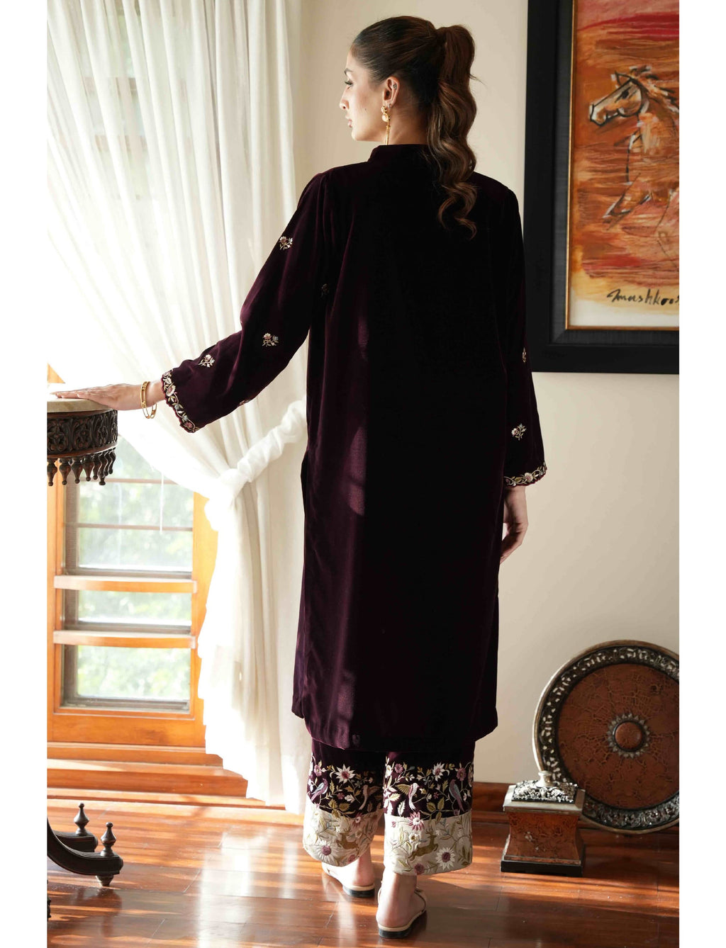 Maroon Ruby Velvet Set