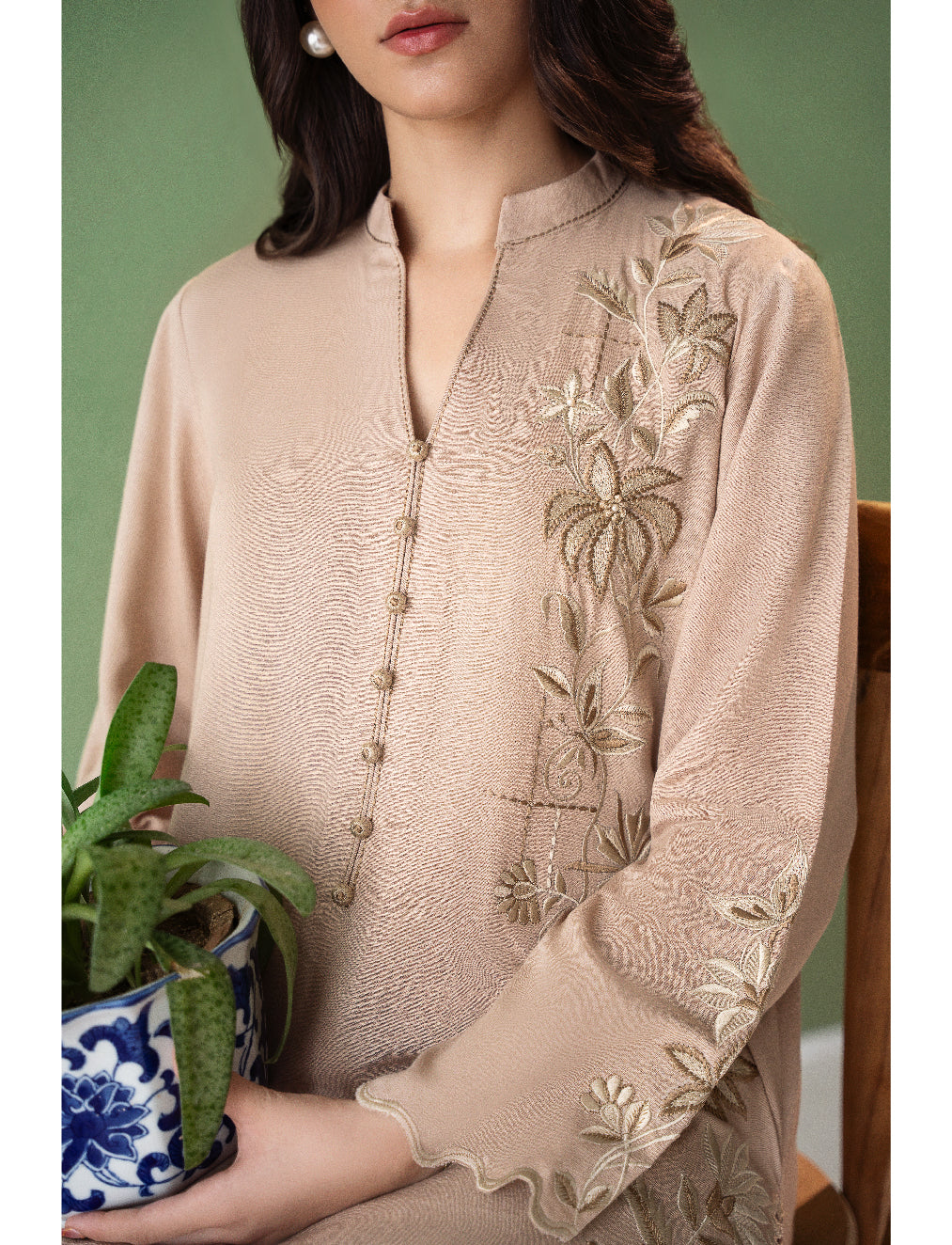 Nude Floral Cord Set