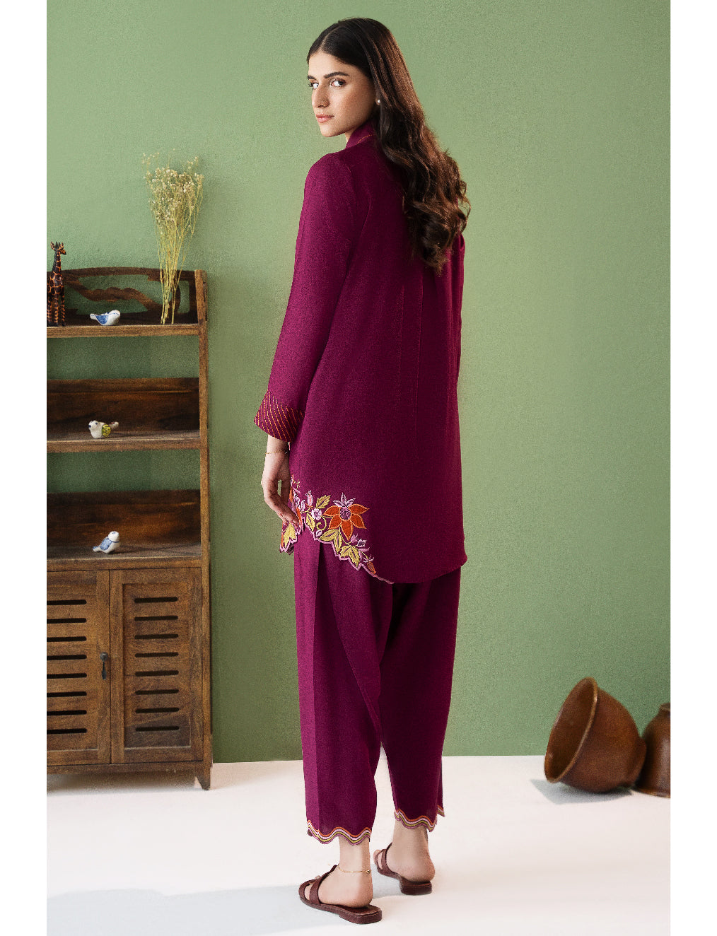 Plum Floral Cord Set