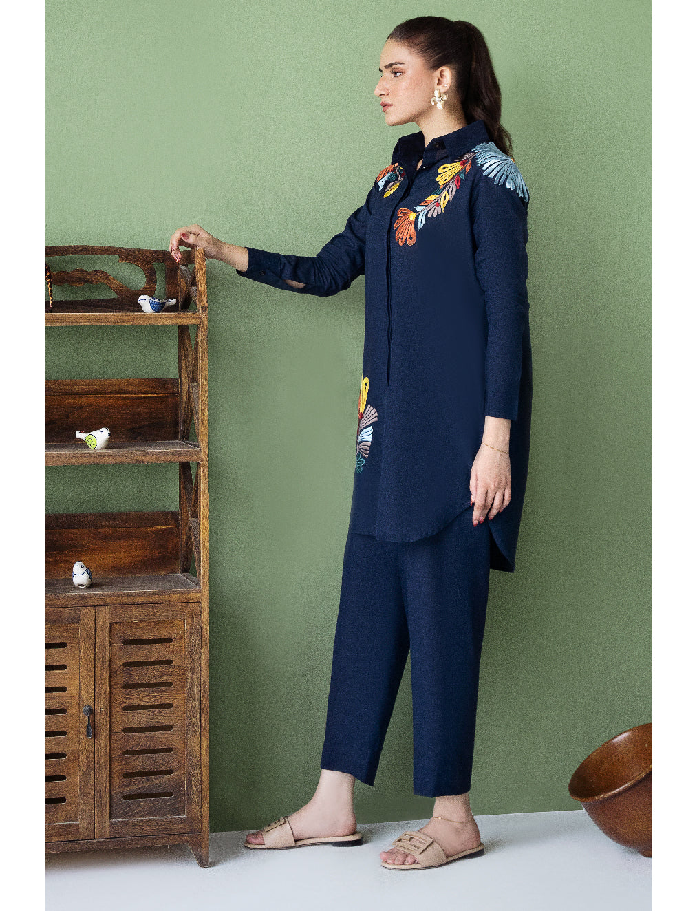 Multi Blue Floral Cord Set