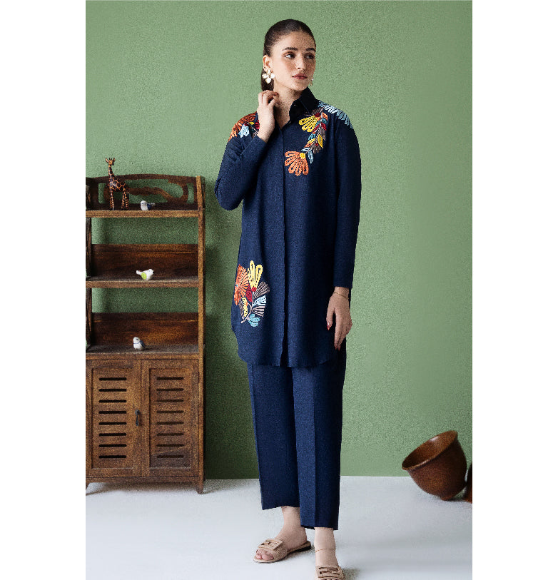 Multi Blue Floral Cord Set