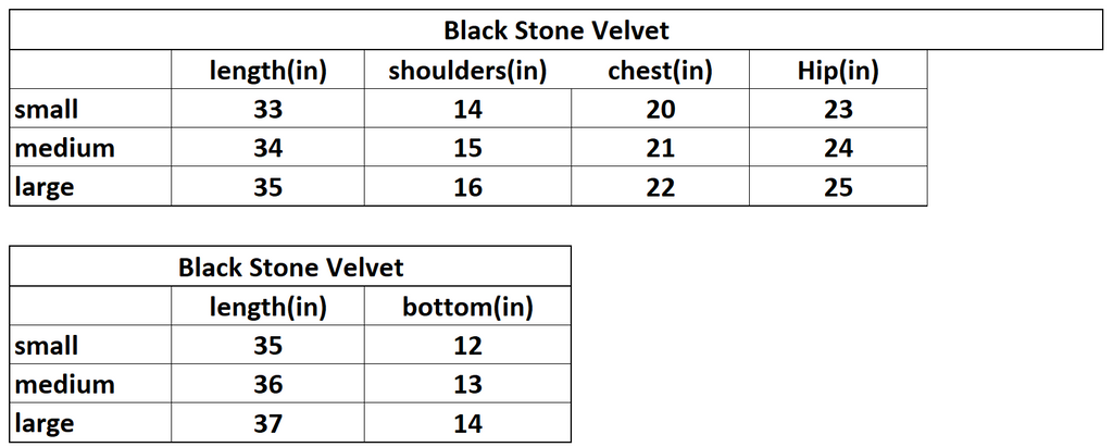 Black Stone Velvet Set