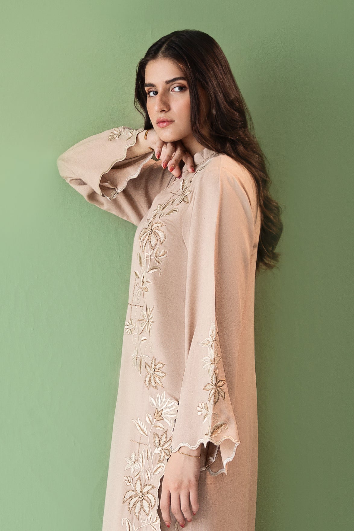 Nude Floral Cord Set