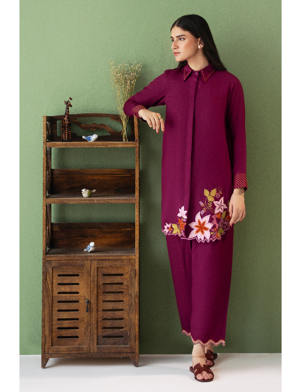 Plum Floral Cord Set