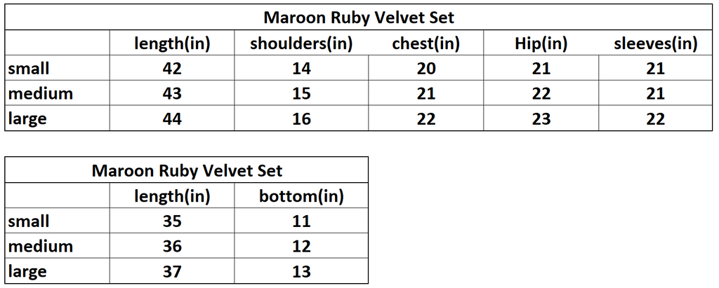 Maroon Ruby Velvet Set