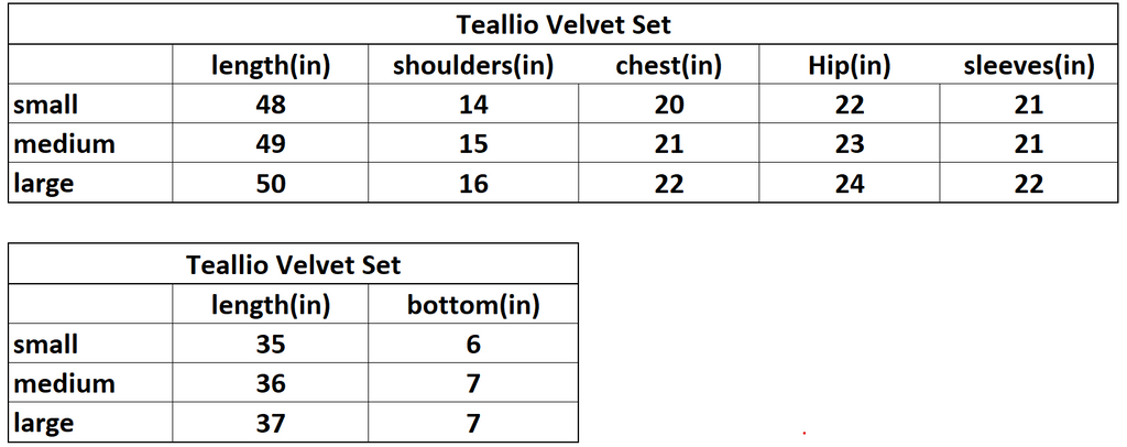 Teallio Velvet Set